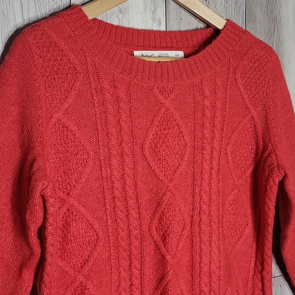 Woolrich Womens Medium Wool Mohair Blend Cable Knit Sweater Classic Preppy - Picture 3 of 9